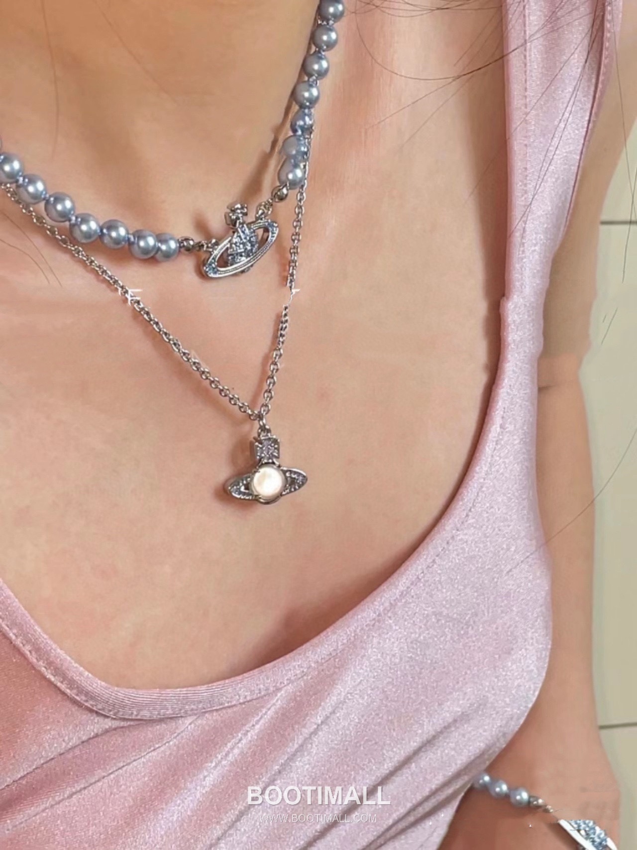 Vivienne Westwood Orb Swarovski Crystal Pearl Pendant Chain Necklace 비비안웨스트우드 오브 스와로브스키 크리스탈 펄 펜던트 체인 네클리스 1