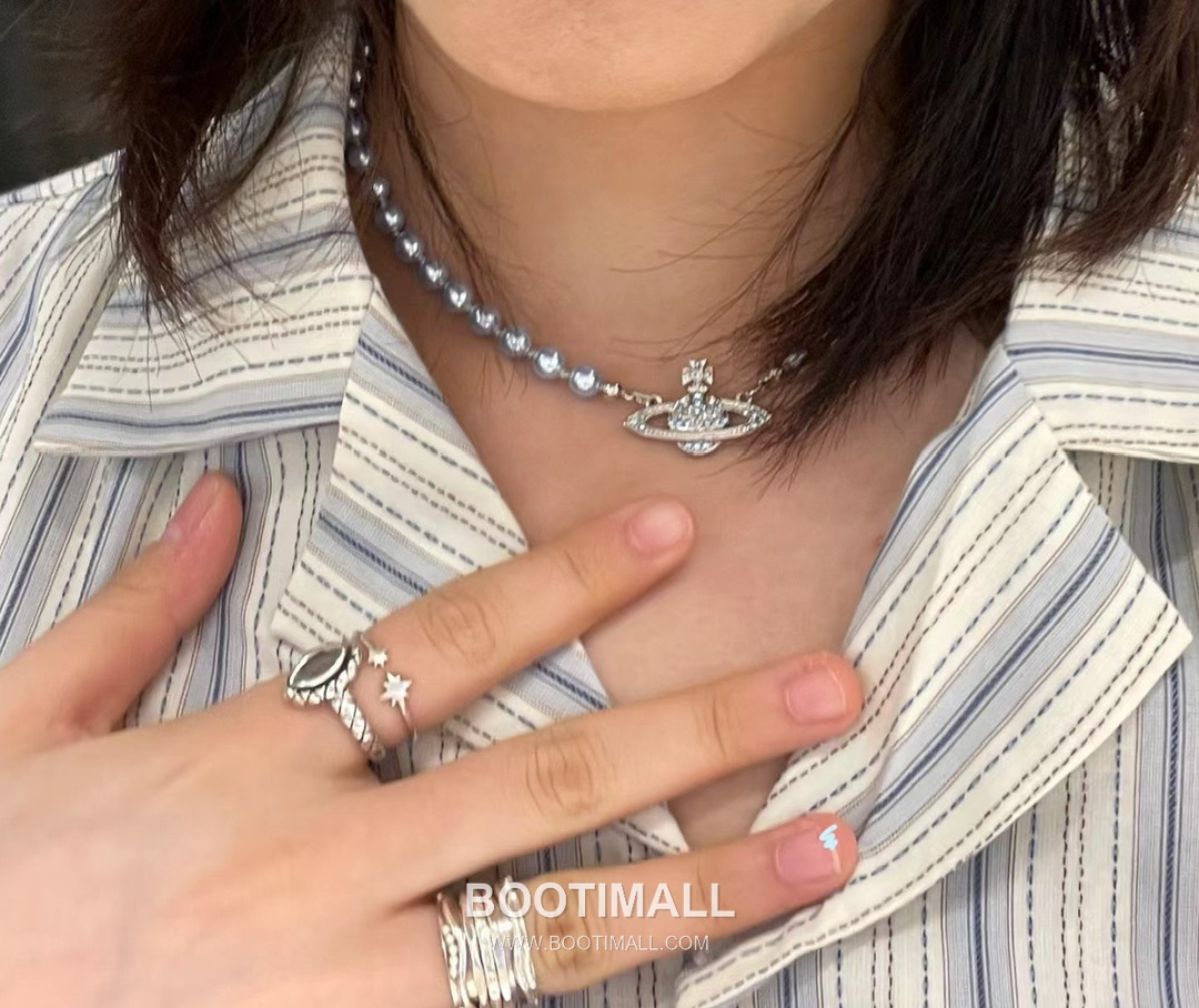 Vivienne Westwood Orb Swarovski Crystal Pearl Pendant Chain Necklace 비비안웨스트우드 오브 스와로브스키 크리스탈 펄 펜던트 체인 네클리스 9