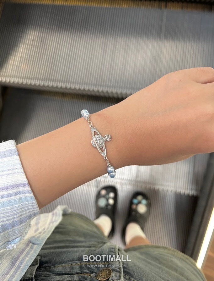 Vivienne Westwood Orb Swarovski Crystal Pearl Chain Bracelet 비비안웨스트우드 오브 스와로브스키 크리스탈 펄 체인 브레이슬릿 2