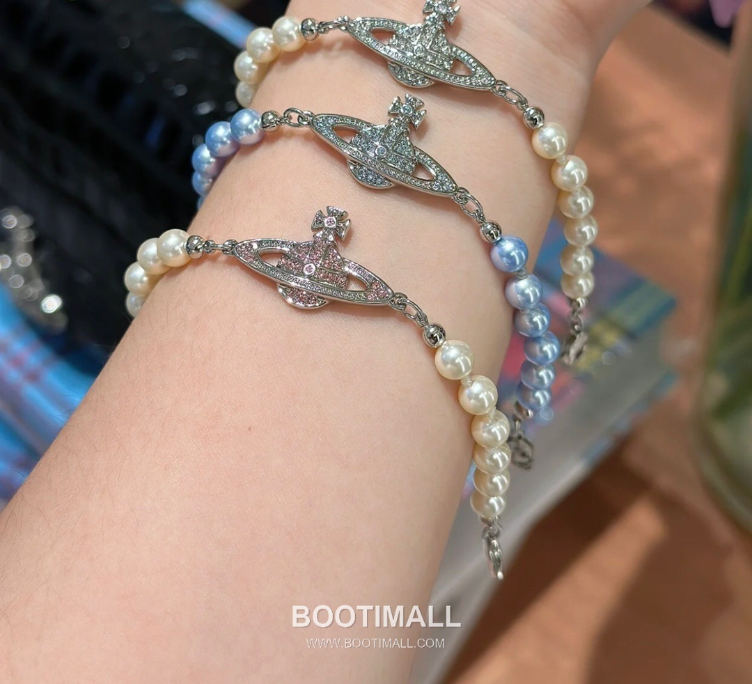 Vivienne Westwood Orb Swarovski Crystal Pearl Chain Bracelet 비비안웨스트우드 오브 스와로브스키 크리스탈 펄 체인 브레이슬릿 7