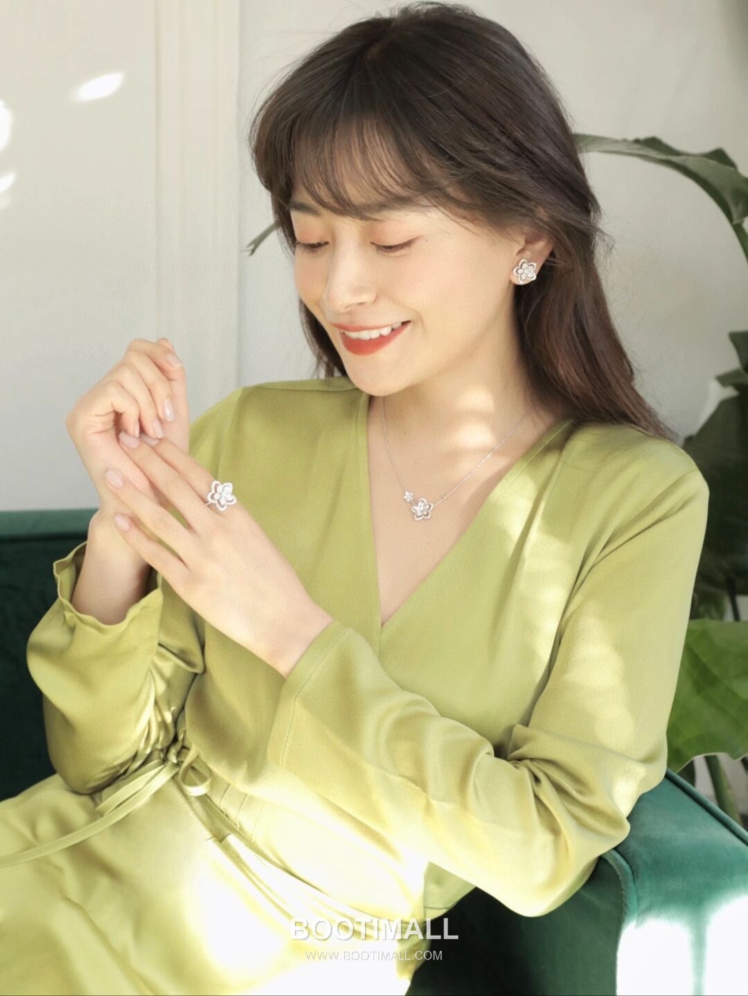 Graff Wild Flower Double Bloom Sterling Silver 925 Gold Plated Crystal Pendant Chain Necklace 그라프 와일드 플라워 더블 블룸 스털링 실버 925 골드도금 크리스탈 펜던트 체인 네클리스 45cm 6