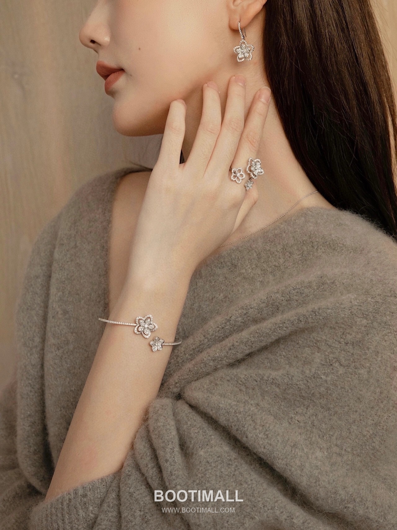 Graff Wild Flower Sterling Silver 925 Gold Plated Crystal Stud Earring 그라프 와일드 플라워 스털링 실버 925 골드도금 크리스탈 스터드 이어링 5