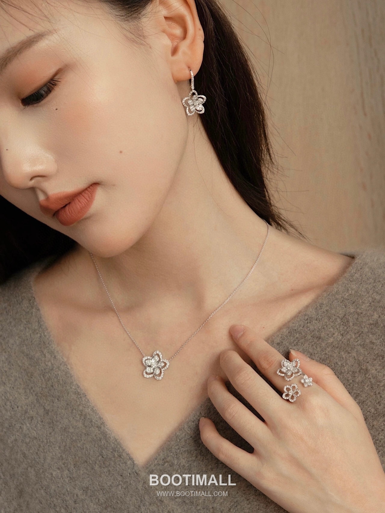 Graff Wild Flower Sterling Silver 925 Gold Plated Crystal Stud Earring 그라프 와일드 플라워 스털링 실버 925 골드도금 크리스탈 스터드 이어링 6