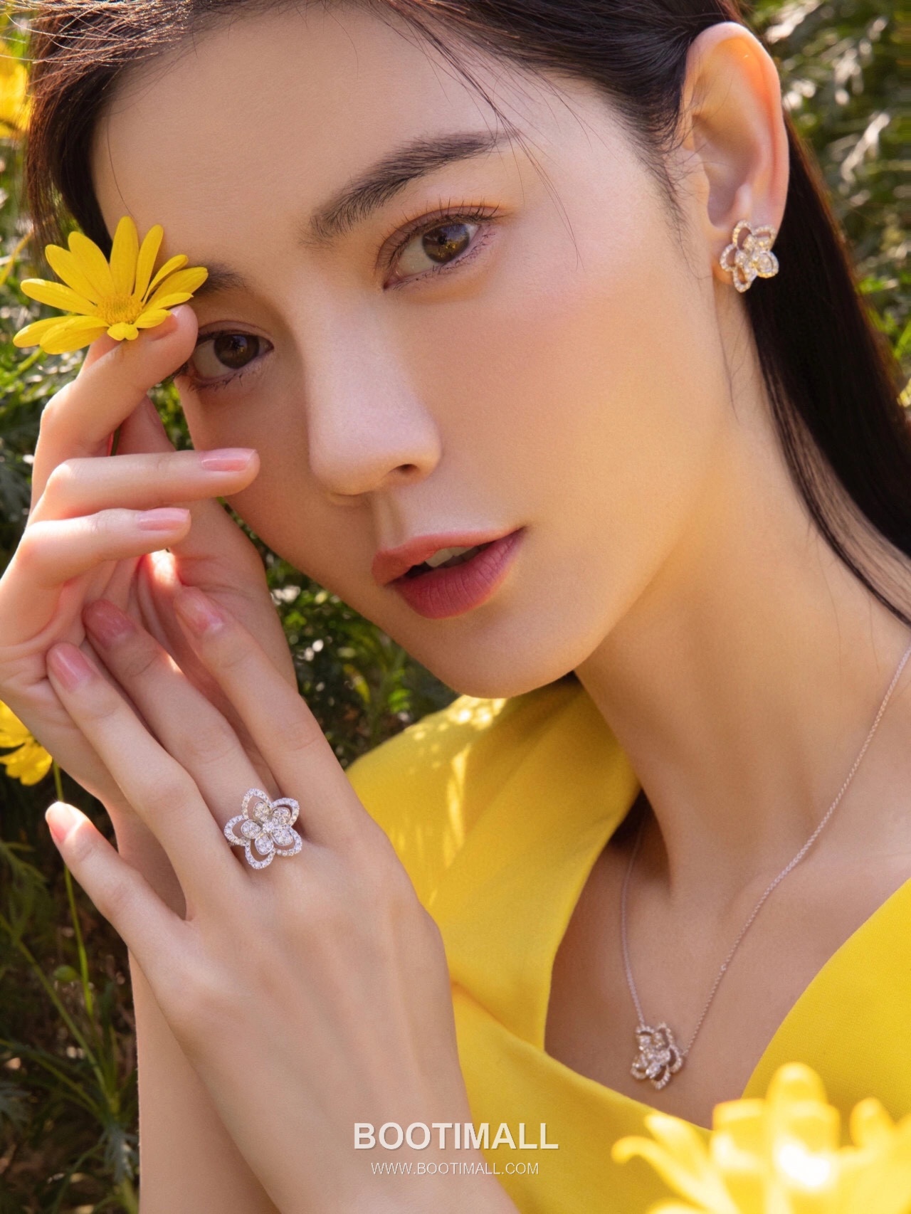 Graff Wild Flower Sterling Silver 925 Gold Plated Crystal Floral Stud Earring 그라프 와일드 플라워 스털링 실버 925 골드도금 크리스탈 플로럴 스터드 이어링 8