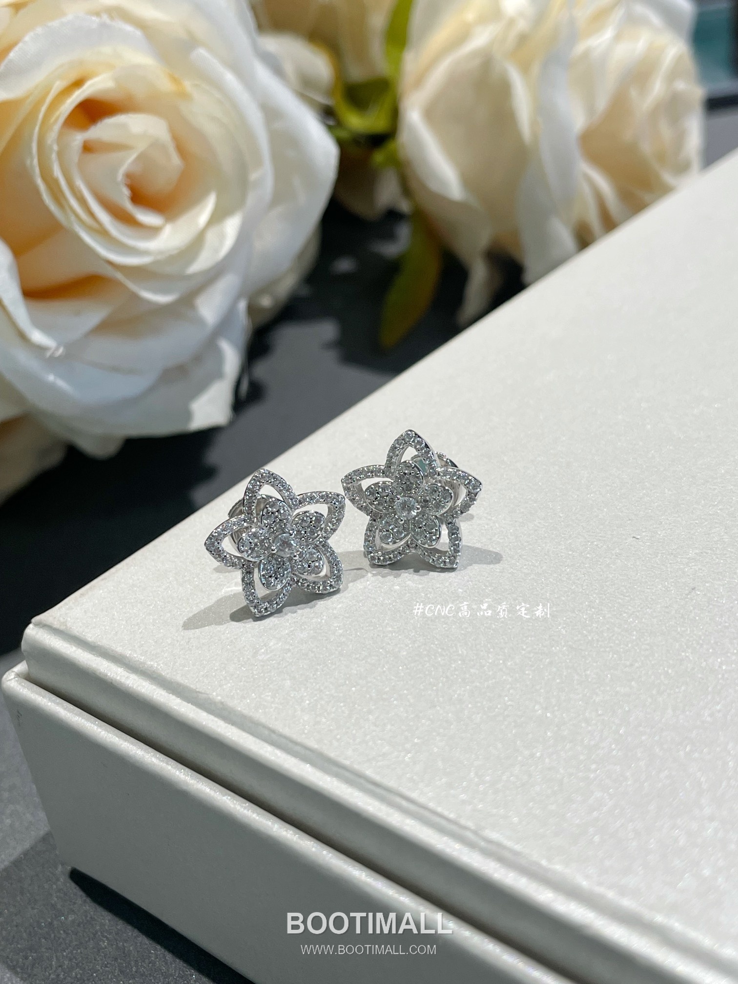 Graff Wild Flower Sterling Silver 925 Gold Plated Crystal Floral Stud Earring 그라프 와일드 플라워 스털링 실버 925 골드도금 크리스탈 플로럴 스터드 이어링 9