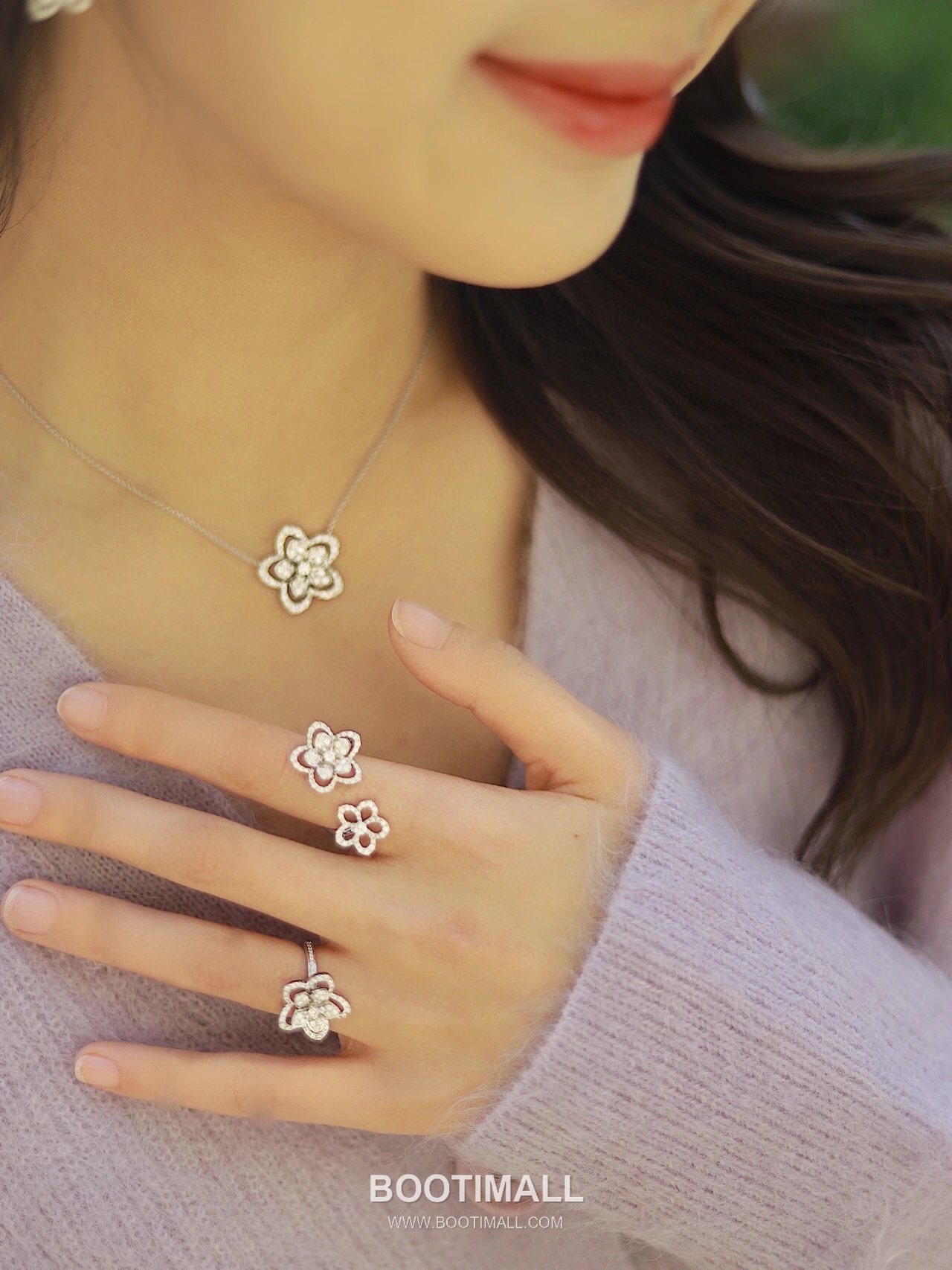 Graff Wild Flower Double Bloom Sterling Silver 925 Gold Plated Crystal Ring 그라프 와일드 플라워 더블 블룸 스털링 실버 925 골드도금 크리스탈 링 6호 2