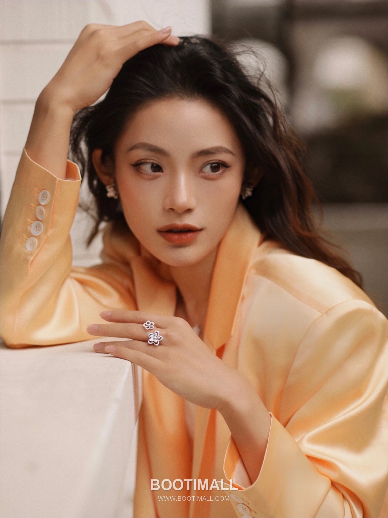 Graff Wild Flower Double Bloom Sterling Silver 925 Gold Plated Crystal Ring 그라프 와일드 플라워 더블 블룸 스털링 실버 925 골드도금 크리스탈 링 6호 3