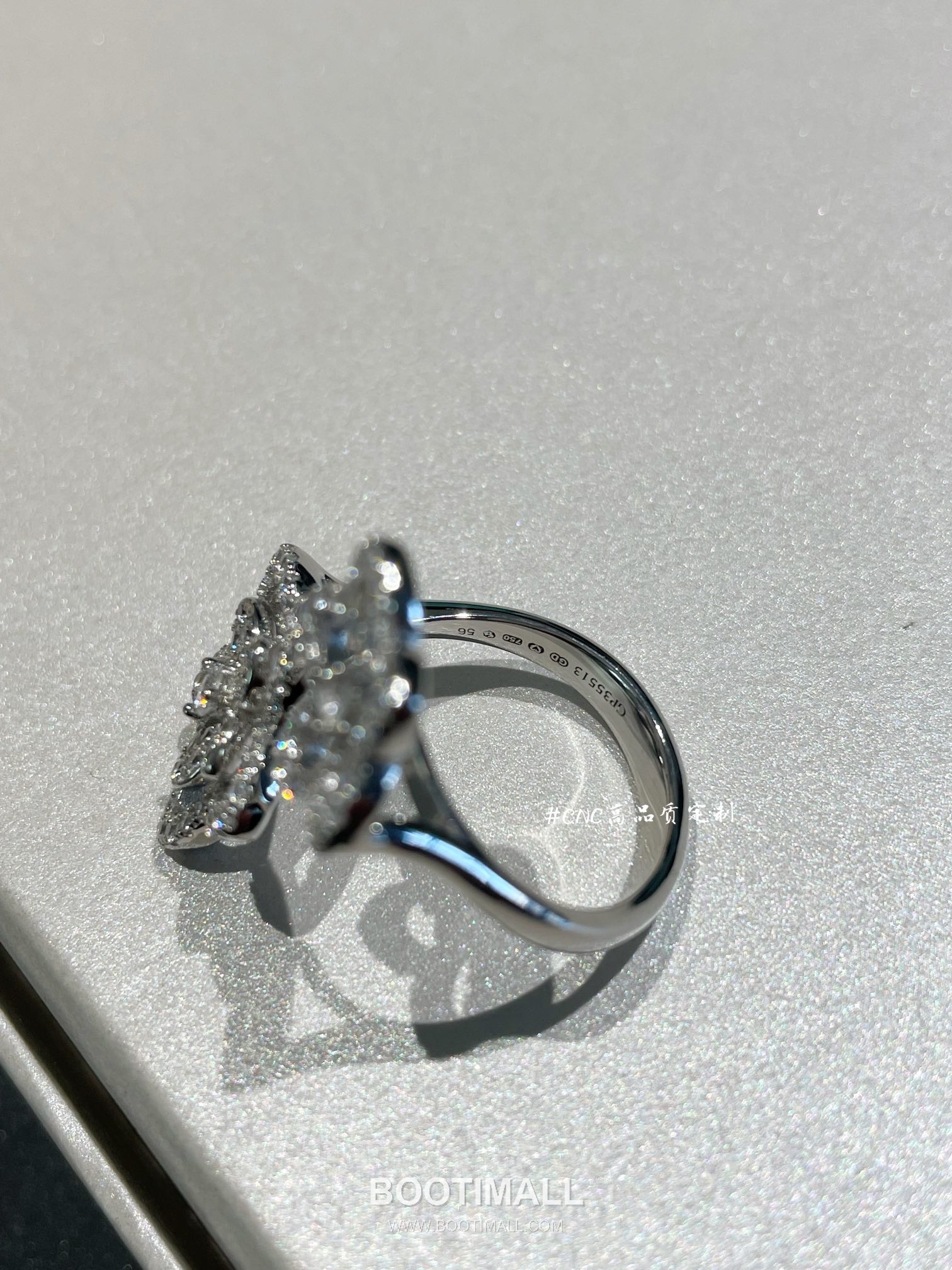 Graff Wild Flower Double Bloom Sterling Silver 925 Gold Plated Crystal Ring 그라프 와일드 플라워 더블 블룸 스털링 실버 925 골드도금 크리스탈 링 6호 12