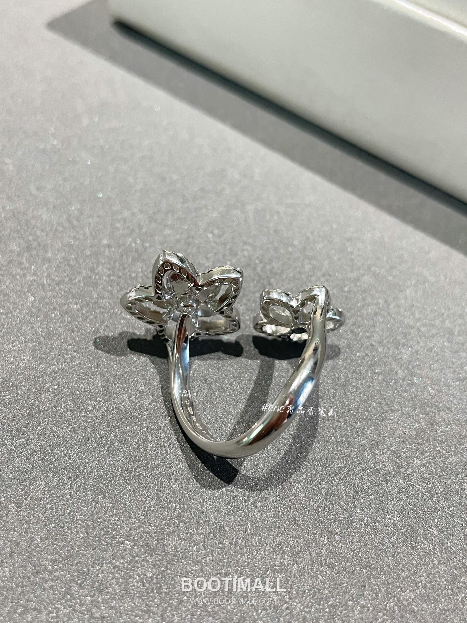 Graff Wild Flower Double Bloom Sterling Silver 925 Gold Plated Crystal Ring 그라프 와일드 플라워 더블 블룸 스털링 실버 925 골드도금 크리스탈 링 6호 13
