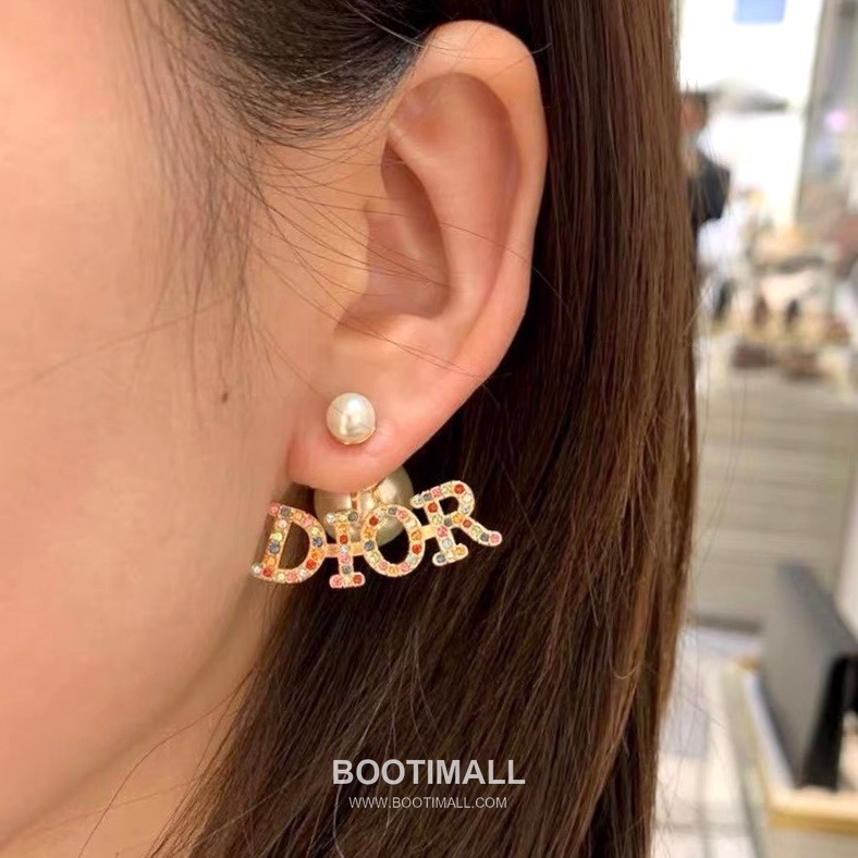 Dior Tribales Letter Swarovski Crystal Pearl Brass Stud Earring 디올 트리발 레터 스와로브스키 크리스탈 펄 황동 스터드 이어링 7