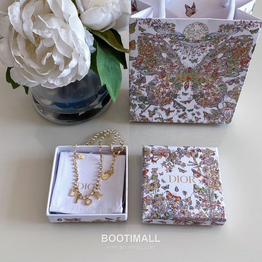 Dior Letter Swarovski Crystal Chain Brass Necklace 디올 레터 스와로브스키 크리스탈 체인 황동 네클리스 7