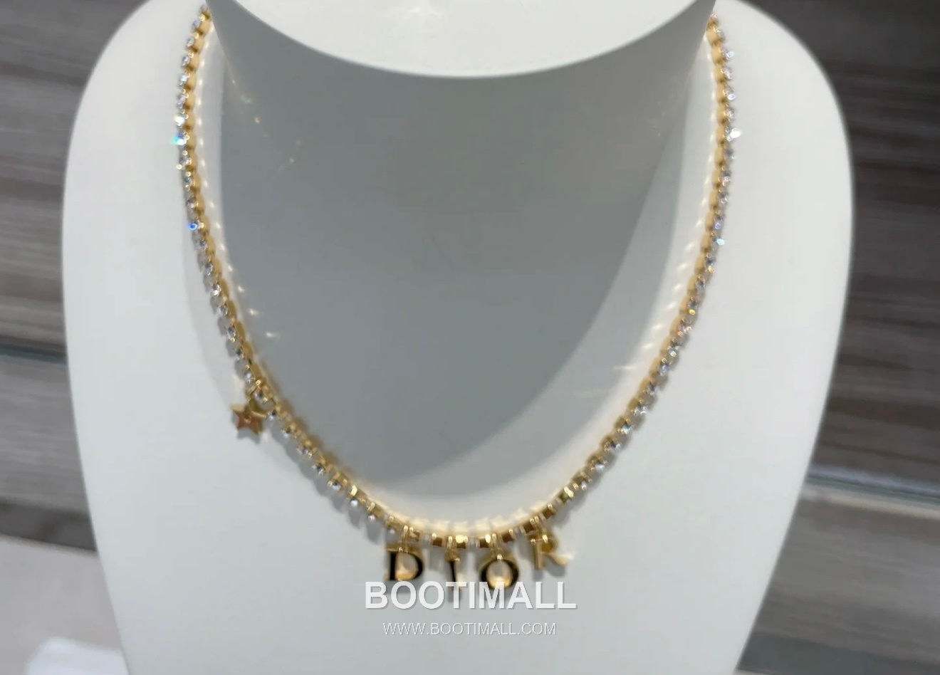 Dior Letter Swarovski Crystal Chain Brass Necklace 디올 레터 스와로브스키 크리스탈 체인 황동 네클리스 12