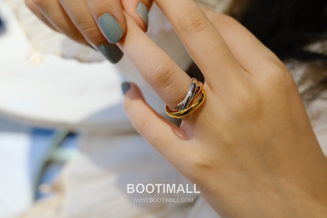 Cartier Trinity Three Tone Interlocking Ring V Gold 까르띠에 트리니티 삼색 인터락킹 링 V 골드 6호 5