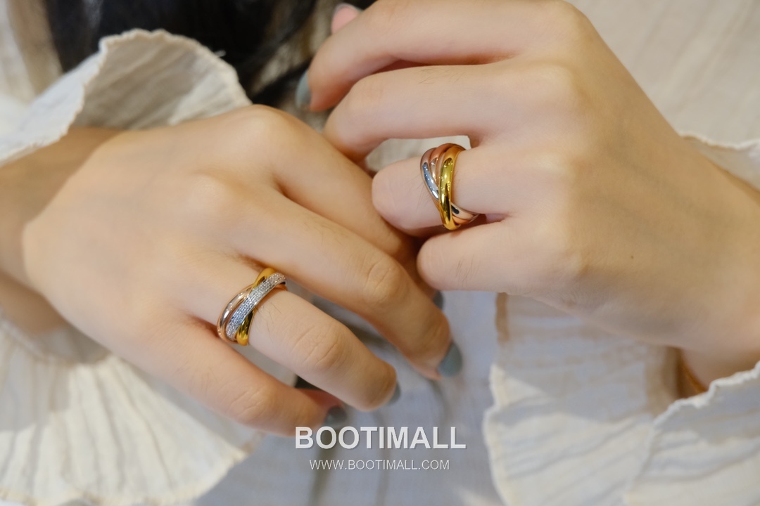 Cartier Trinity Three Tone Interlocking Ring V Gold 까르띠에 트리니티 삼색 인터락킹 링 V 골드 6호 6