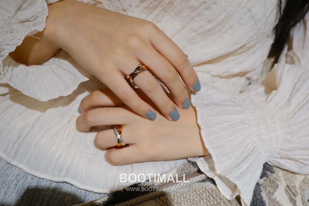 Cartier Trinity Three Tone Interlocking Ring V Gold 까르띠에 트리니티 삼색 인터락킹 링 V 골드 6호 7