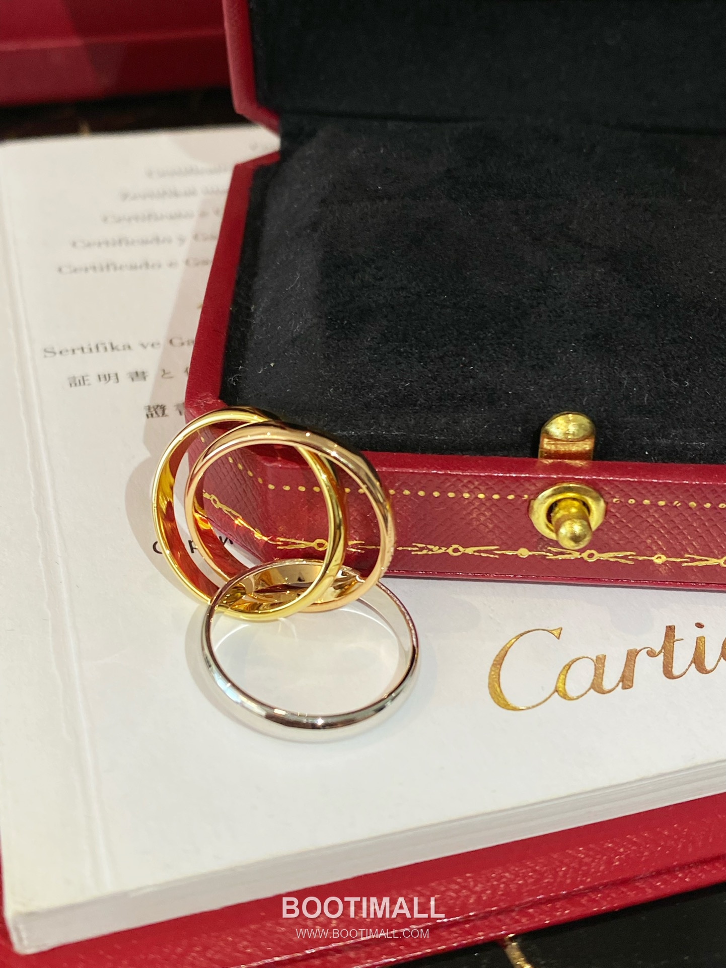 Cartier Trinity Three Tone Interlocking Ring V Gold 까르띠에 트리니티 삼색 인터락킹 링 V 골드 6호 11