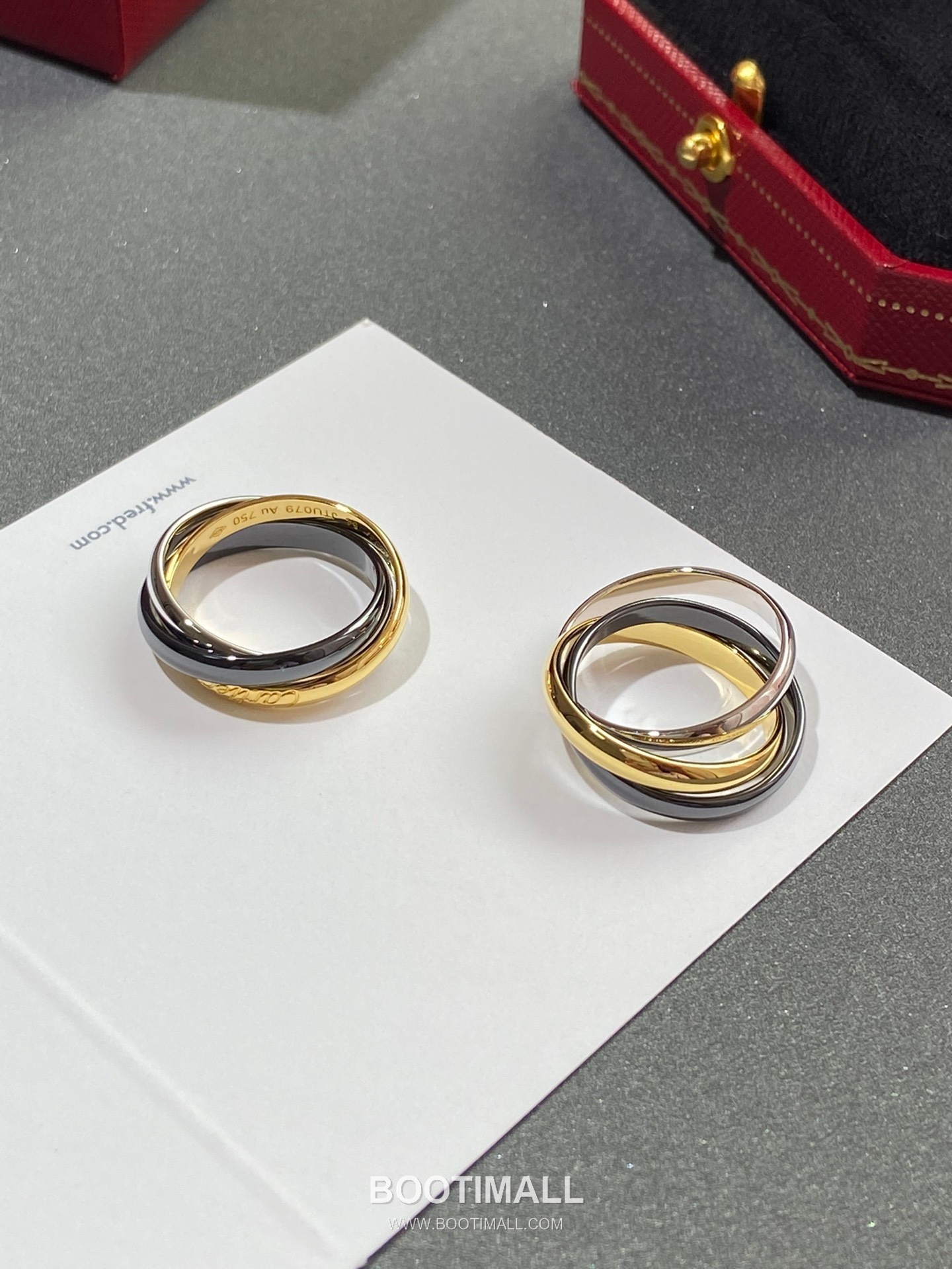 Cartier Trinity Three Tone Interlocking V Gold Ring 까르띠에 트리니티 삼색 인터락킹 V 골드 링 6호 8