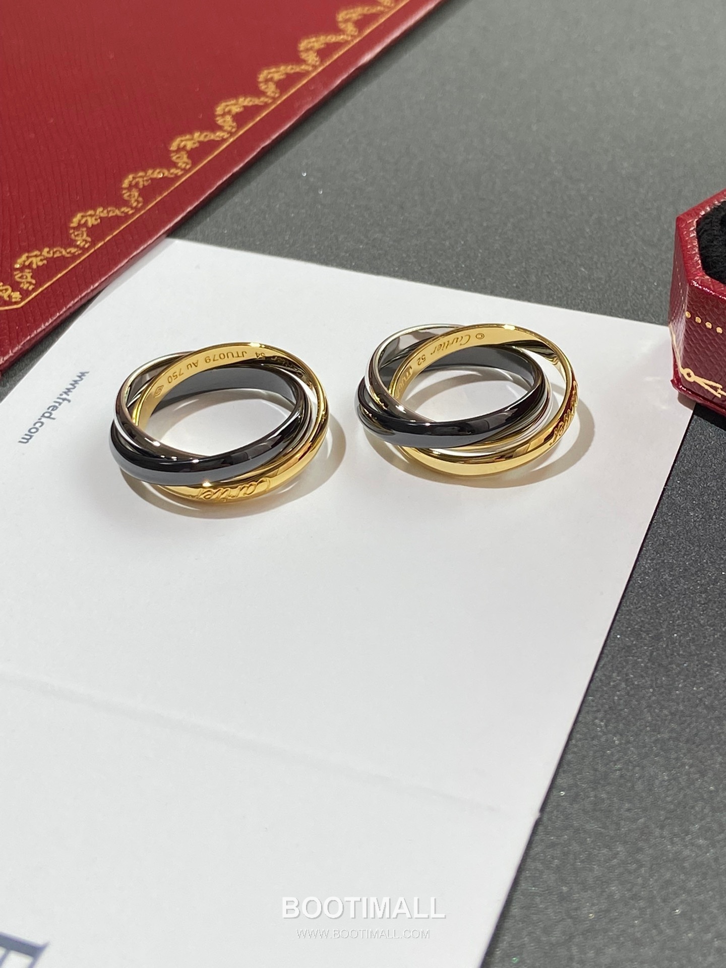 Cartier Trinity Three Tone Interlocking V Gold Ring 까르띠에 트리니티 삼색 인터락킹 V 골드 링 6호 10