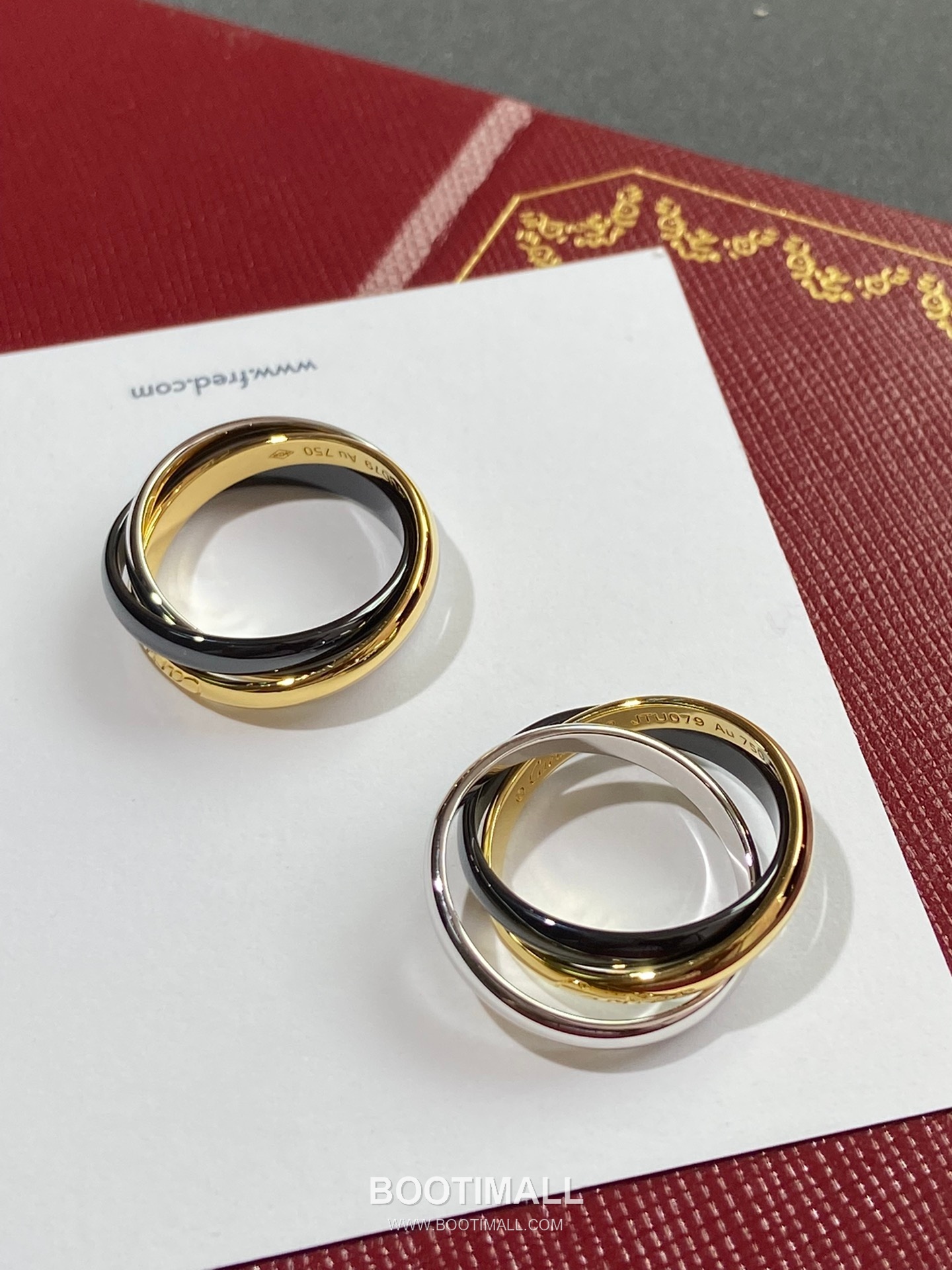 Cartier Trinity Three Tone Interlocking V Gold Ring 까르띠에 트리니티 삼색 인터락킹 V 골드 링 6호 11
