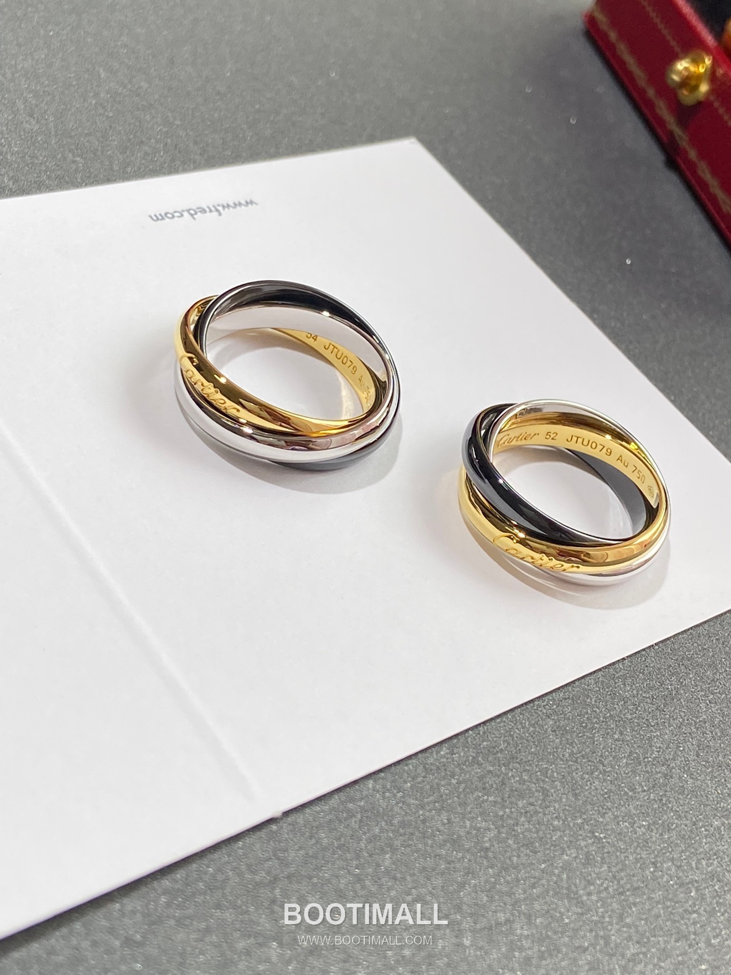 Cartier Trinity Three Tone Interlocking V Gold Ring 까르띠에 트리니티 삼색 인터락킹 V 골드 링 6호 12