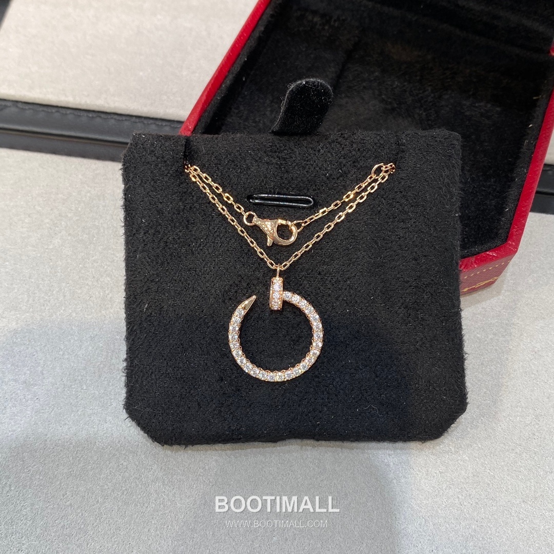Cartier Juste un Clou Nail Double Side Swarovski Crystal V Gold Chain Necklace 까르띠에 저스트 앵 끌루 네일 더블사이드 스와로브스키 크리스탈 V 골드 체인 네클리스 41cm 9