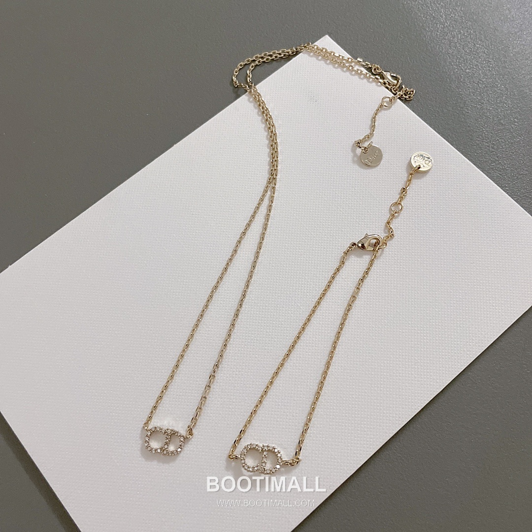 Dior CD Swarovski Crystal Brass Adjustable Chain Necklace 디올 CD 스와로브스키 크리스탈 황동 조절형 체인 네클리스 2