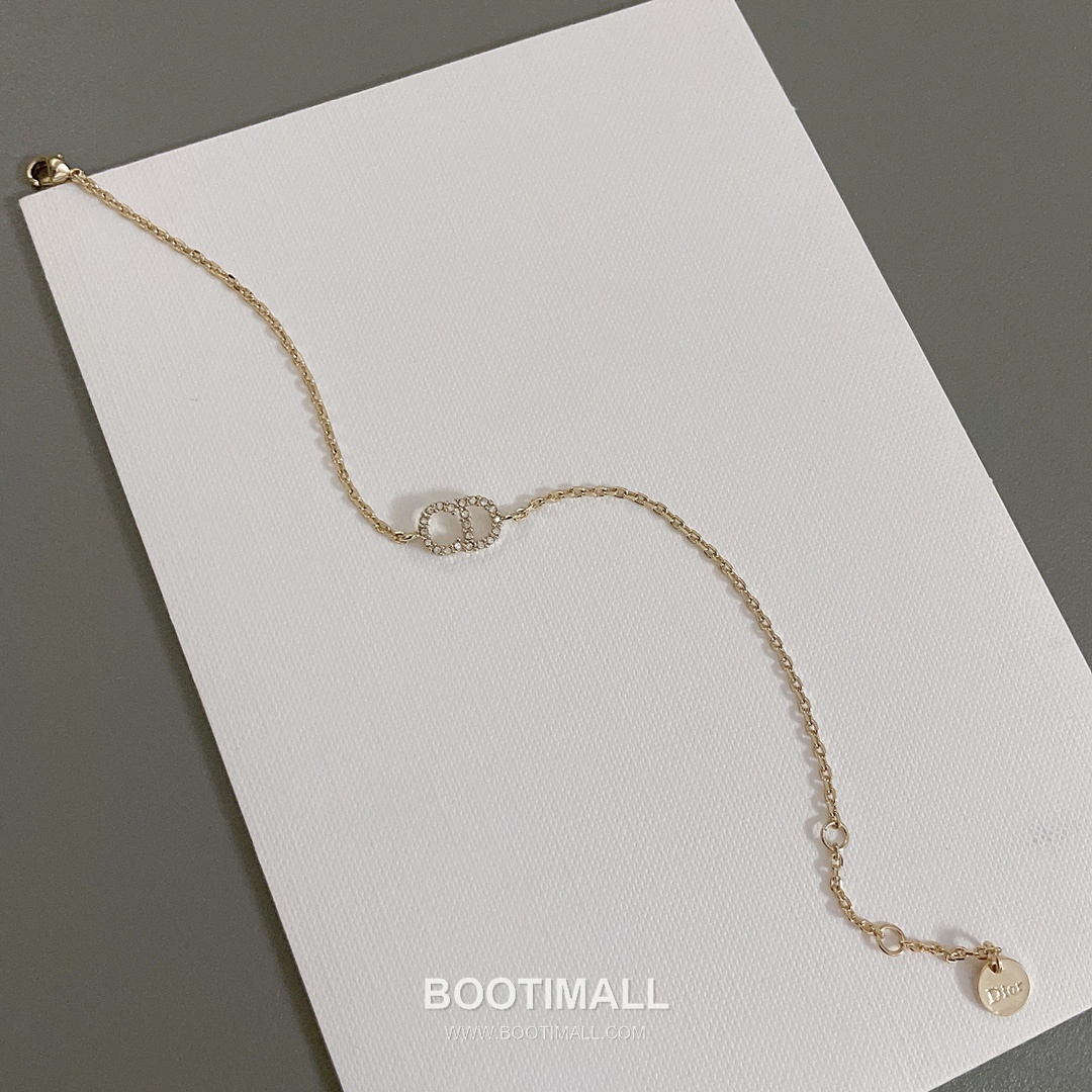 Dior CD Swarovski Crystal Brass Adjustable Chain Necklace 디올 CD 스와로브스키 크리스탈 황동 조절형 체인 네클리스 4