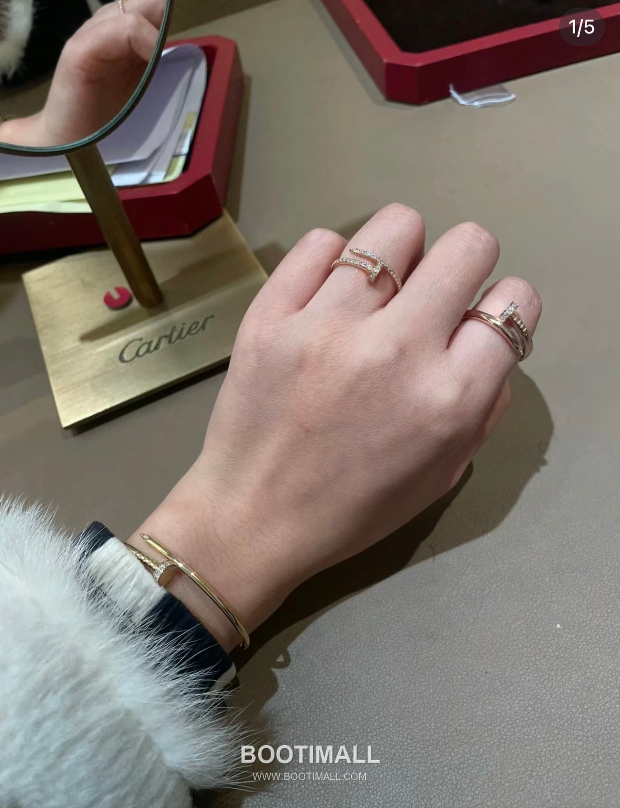Cartier Juste un Clou Full Pavé Swarovski Crystal Nail V Gold Ring 까르띠에 저스트 앵 끌루 풀 파베 스와로브스키 크리스탈 네일 V 골드 링 6호 2