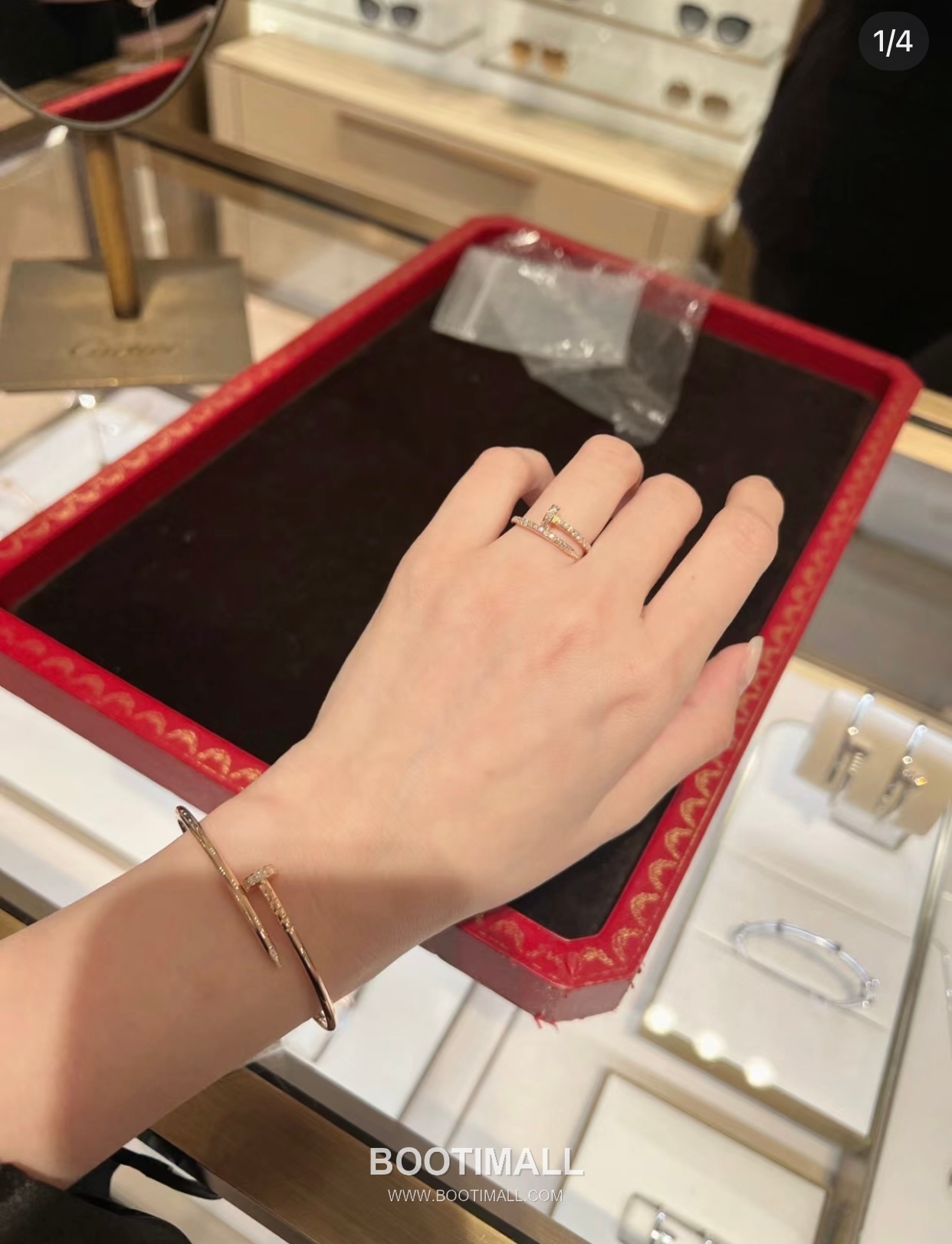 Cartier Juste un Clou Full Pavé Swarovski Crystal Nail V Gold Ring 까르띠에 저스트 앵 끌루 풀 파베 스와로브스키 크리스탈 네일 V 골드 링 6호 5