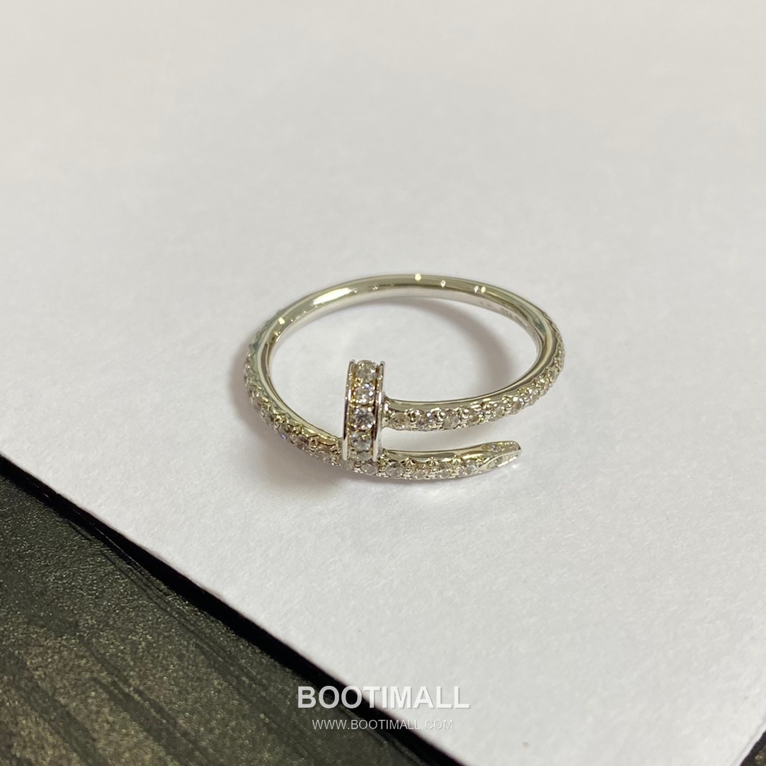 Cartier Juste un Clou Full Pavé Swarovski Crystal Nail V Gold Ring 까르띠에 저스트 앵 끌루 풀 파베 스와로브스키 크리스탈 네일 V 골드 링 6호 11