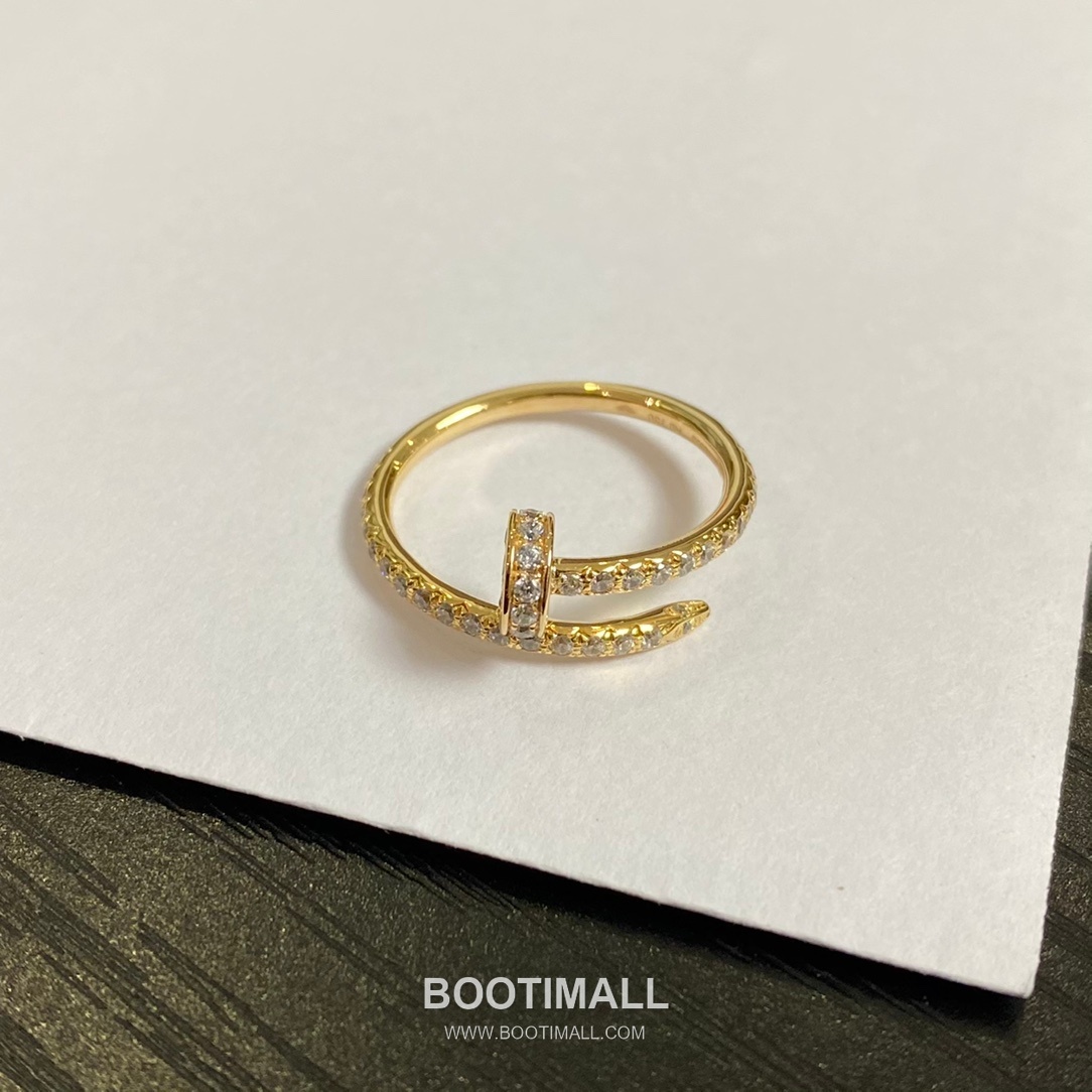 Cartier Juste un Clou Full Pavé Swarovski Crystal Nail V Gold Ring 까르띠에 저스트 앵 끌루 풀 파베 스와로브스키 크리스탈 네일 V 골드 링 6호 12