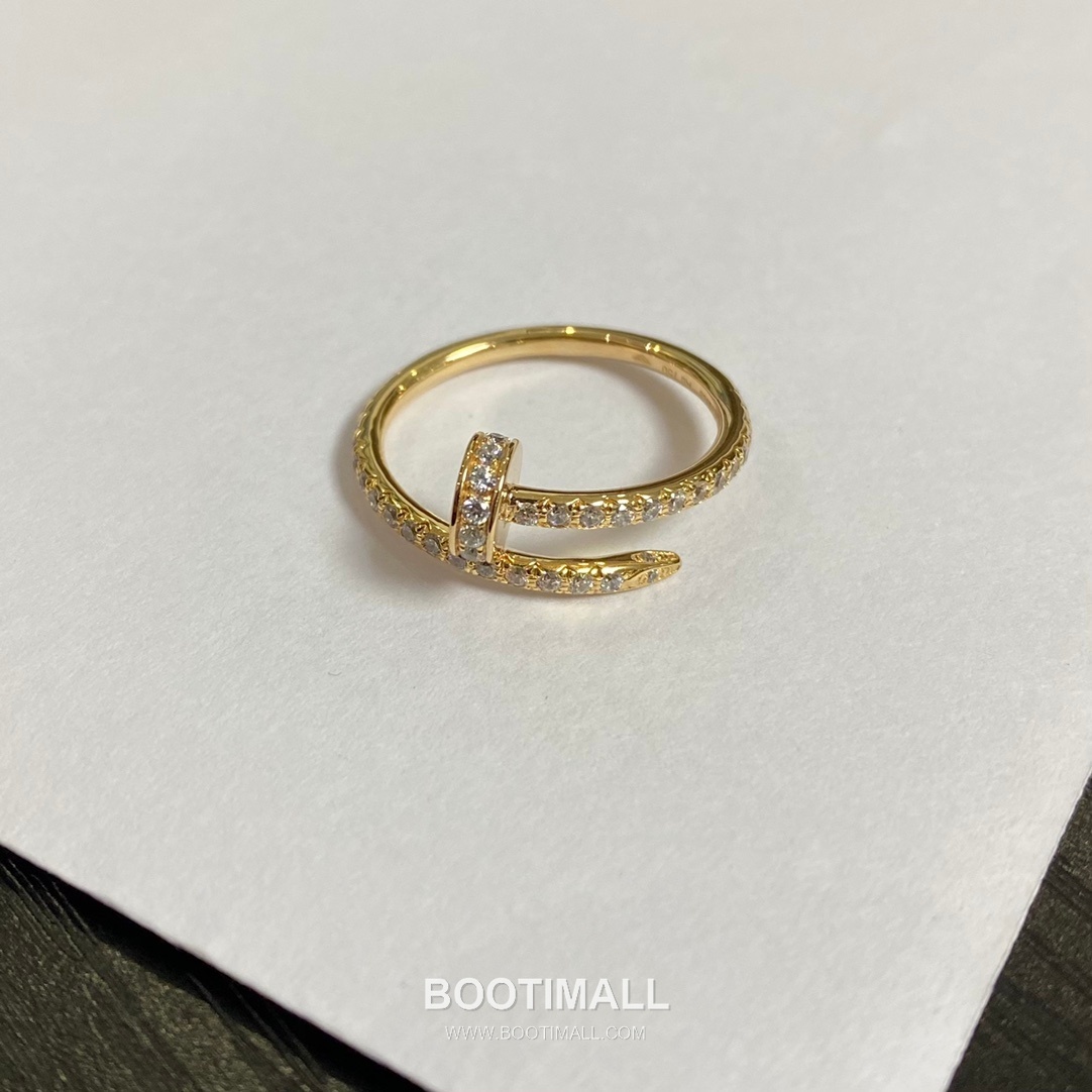 Cartier Juste un Clou Full Pavé Swarovski Crystal Nail V Gold Ring 까르띠에 저스트 앵 끌루 풀 파베 스와로브스키 크리스탈 네일 V 골드 링 6호 13