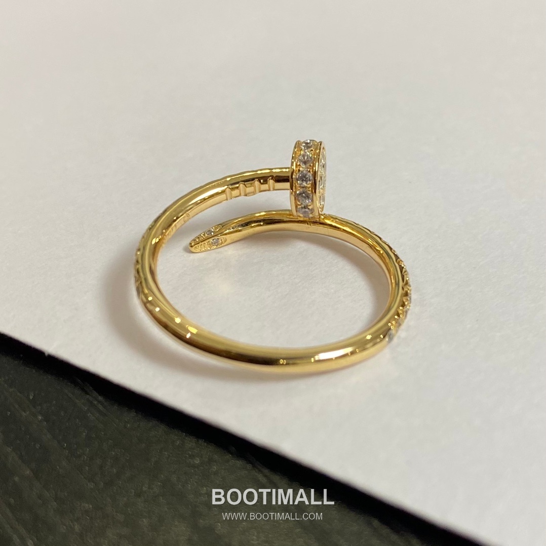 Cartier Juste un Clou Full Pavé Swarovski Crystal Nail V Gold Ring 까르띠에 저스트 앵 끌루 풀 파베 스와로브스키 크리스탈 네일 V 골드 링 6호 15