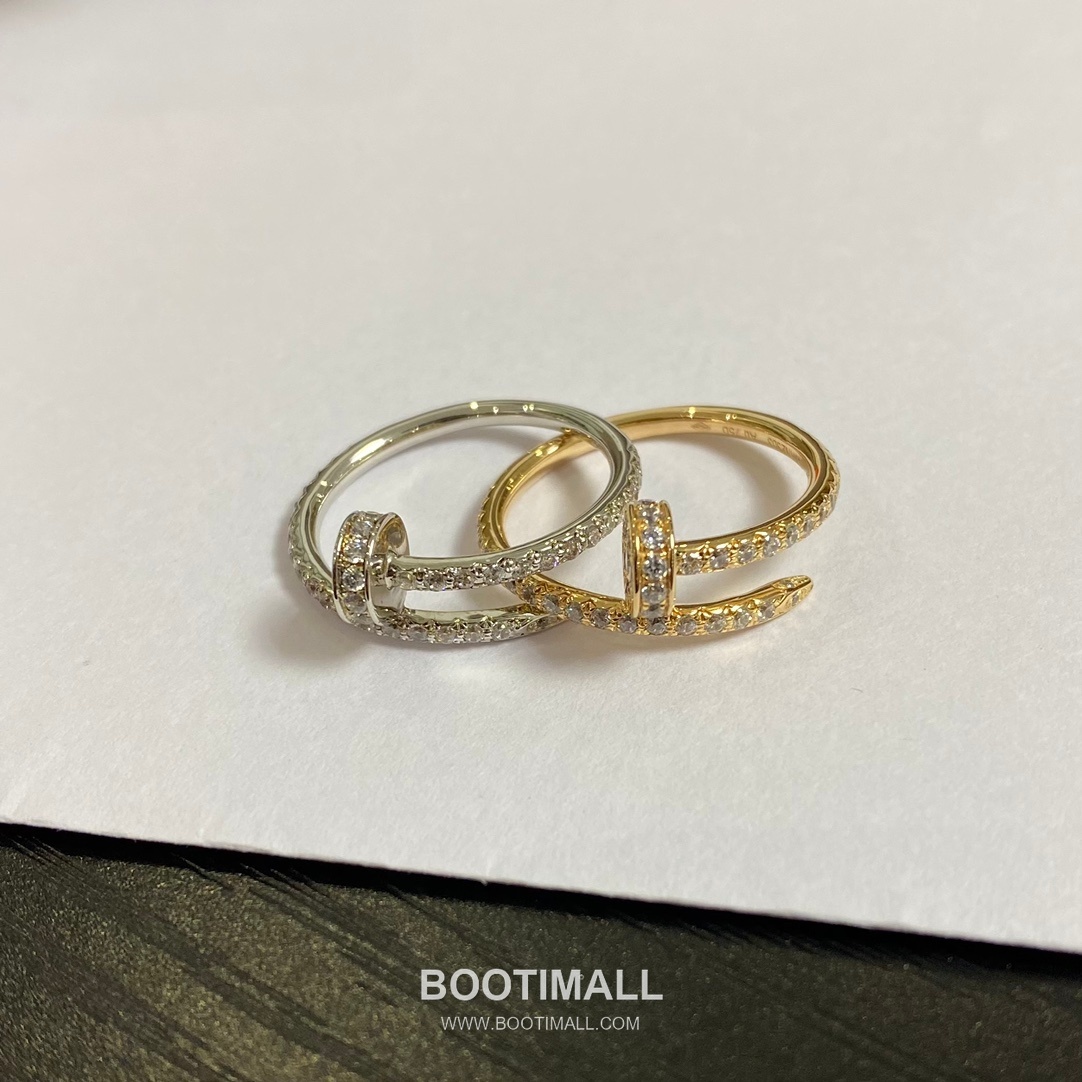 Cartier Juste un Clou Full Pavé Swarovski Crystal Nail V Gold Ring 까르띠에 저스트 앵 끌루 풀 파베 스와로브스키 크리스탈 네일 V 골드 링 6호 17