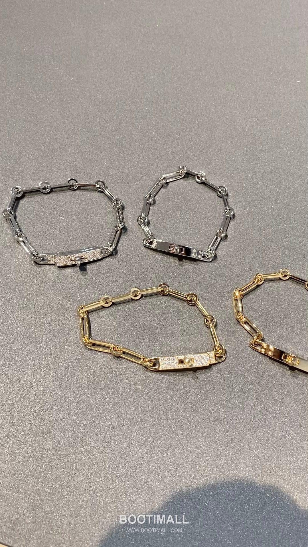 Hermes Diamond Set Chain Link V Gold Bracelet 헤르메스 다이아몬드 세팅 체인 링크 V 골드 브레이슬릿 17cm 1
