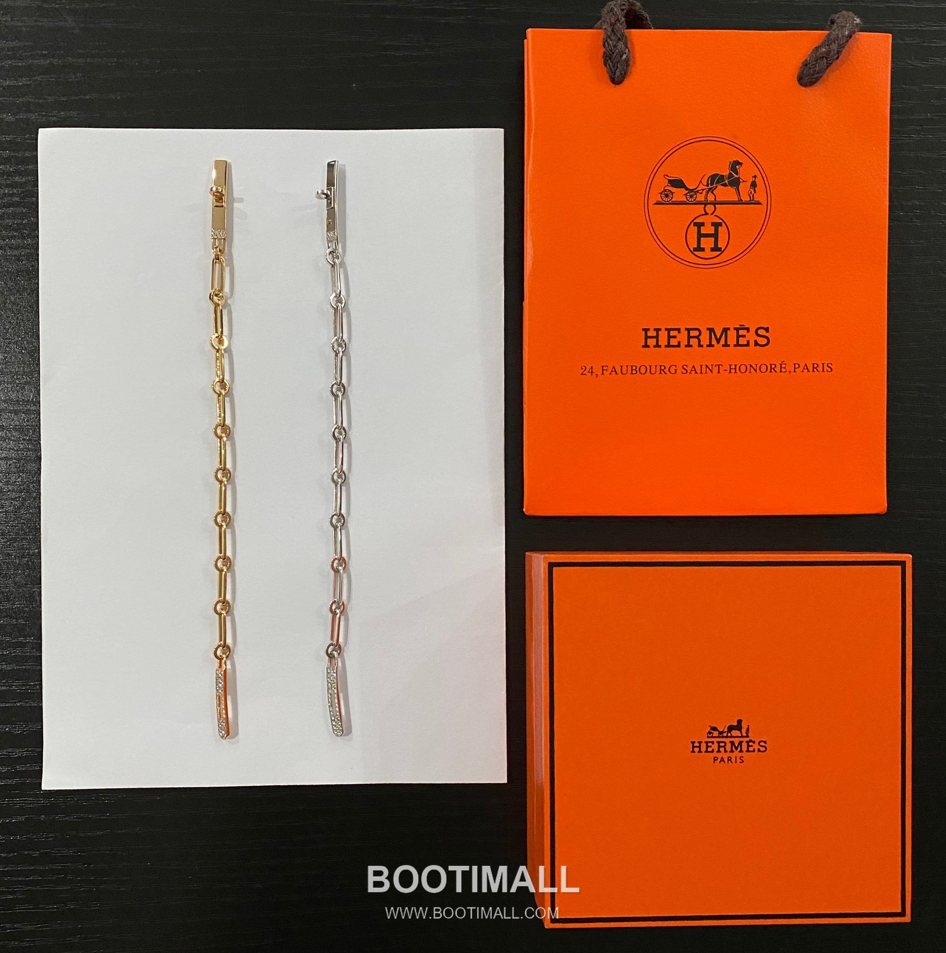 Hermes Diamond Set Chain Link V Gold Bracelet 헤르메스 다이아몬드 세팅 체인 링크 V 골드 브레이슬릿 17cm 9