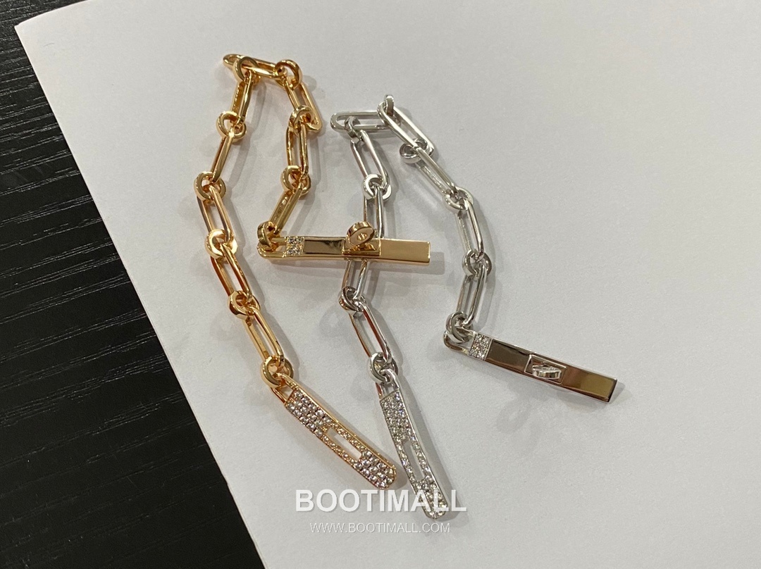 Hermes Diamond Set Chain Link V Gold Bracelet 헤르메스 다이아몬드 세팅 체인 링크 V 골드 브레이슬릿 17cm 10