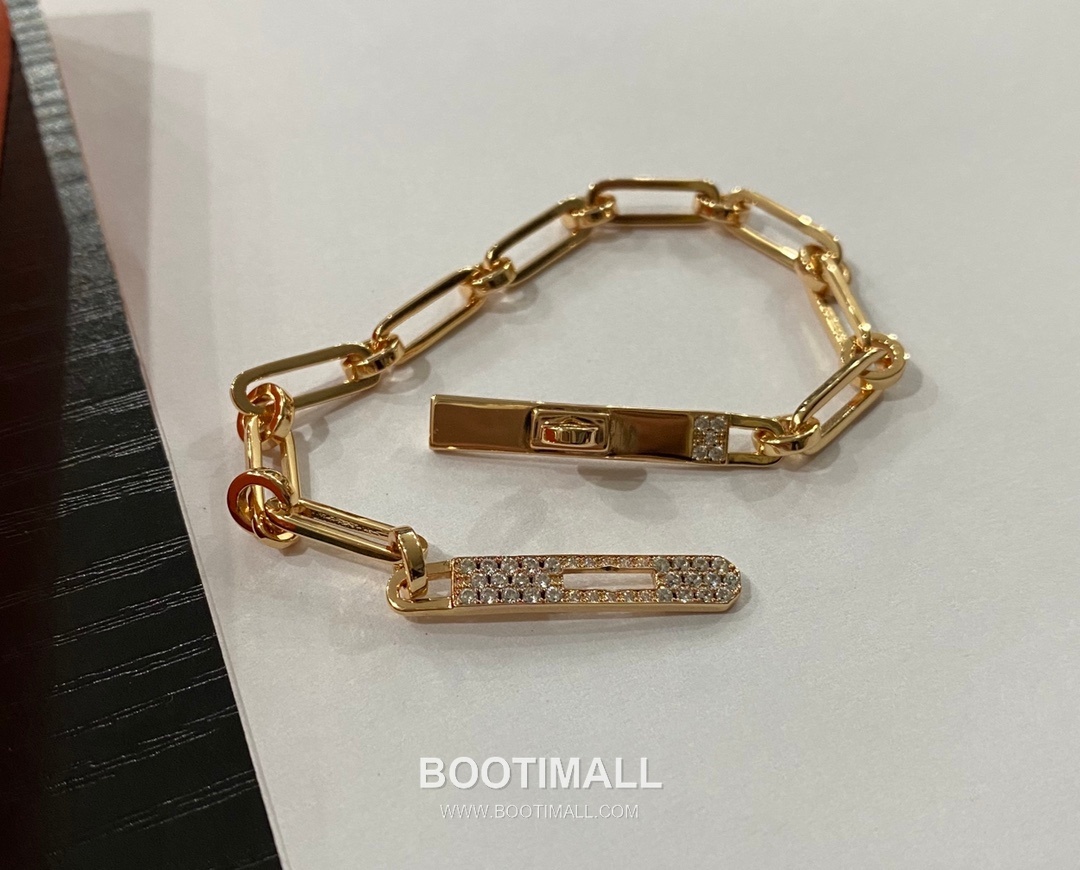 Hermes Diamond Set Chain Link V Gold Bracelet 헤르메스 다이아몬드 세팅 체인 링크 V 골드 브레이슬릿 17cm 13