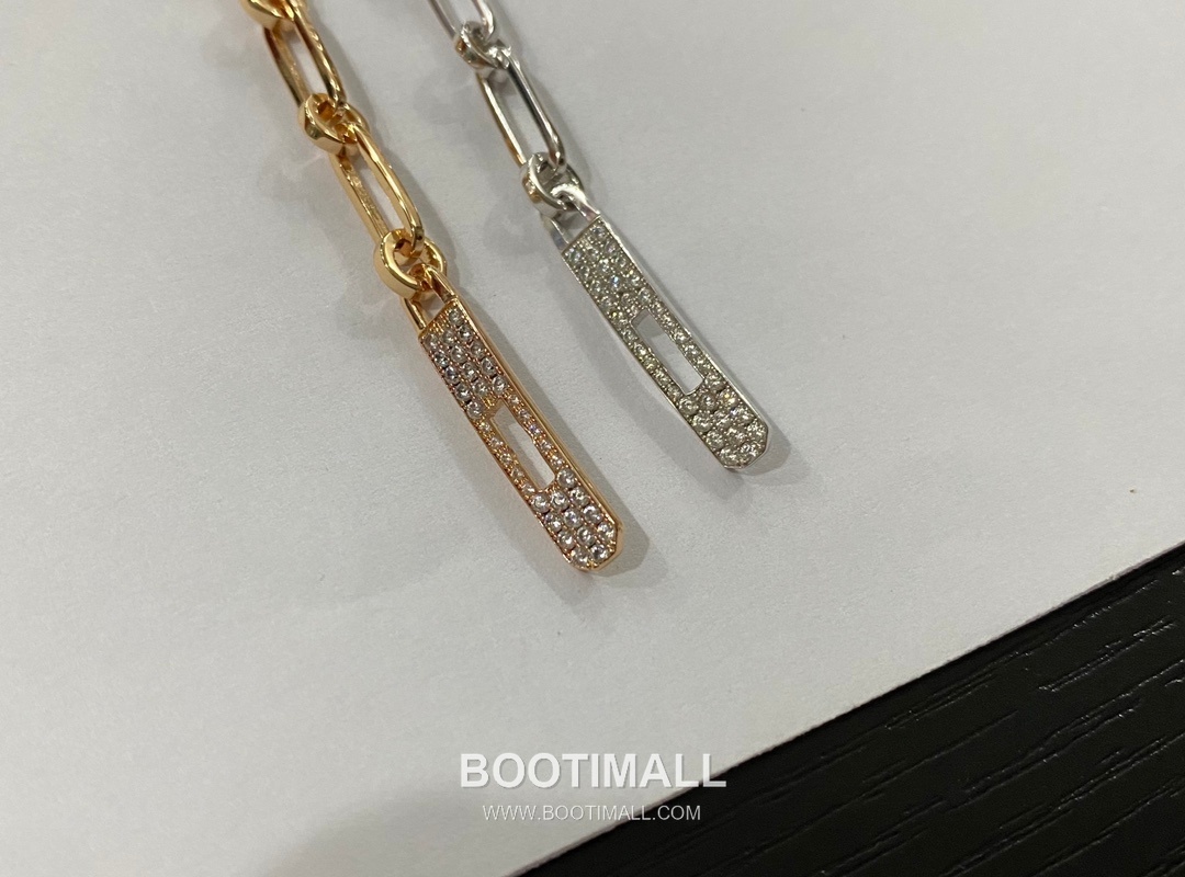 Hermes Diamond Set Chain Link V Gold Bracelet 헤르메스 다이아몬드 세팅 체인 링크 V 골드 브레이슬릿 17cm 16