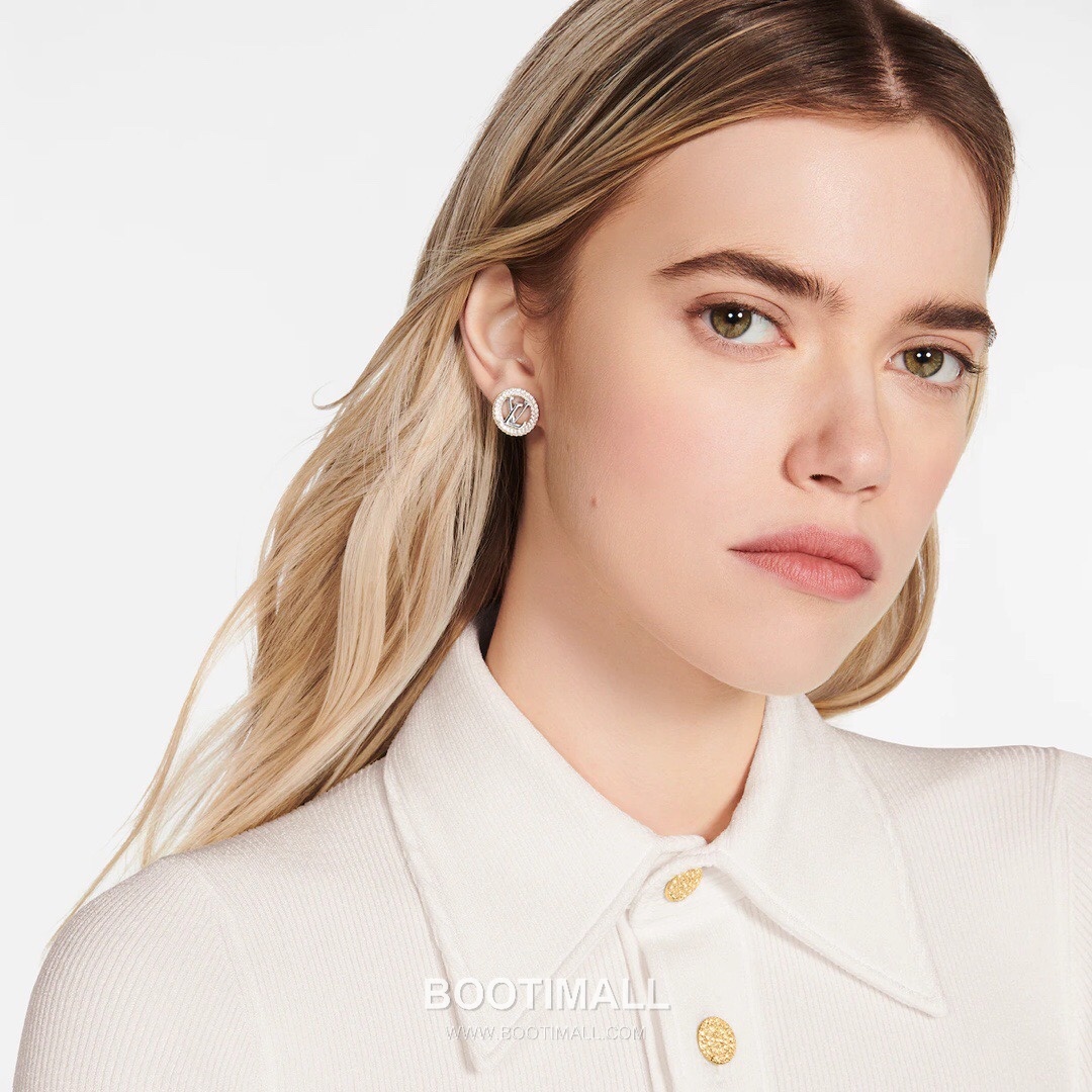 Louis Vuitton Circle Logo Full Pavé Swarovski Crystal Brass Stud Earring 루이비통 서클 로고 풀 파베 스와로브스키 크리스탈 황동 스터드 이어링 2