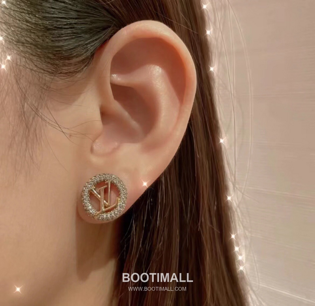Louis Vuitton Circle Logo Full Pavé Swarovski Crystal Brass Stud Earring 루이비통 서클 로고 풀 파베 스와로브스키 크리스탈 황동 스터드 이어링 5
