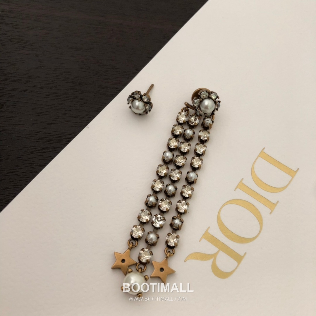 Dior Silver Shadow Swarovski Crystal Mixed Pearl Brass Drop Earring 디올 실버 쉐도우 스와로브스키 크리스탈 믹스 펄 황동 드롭 이어링 7