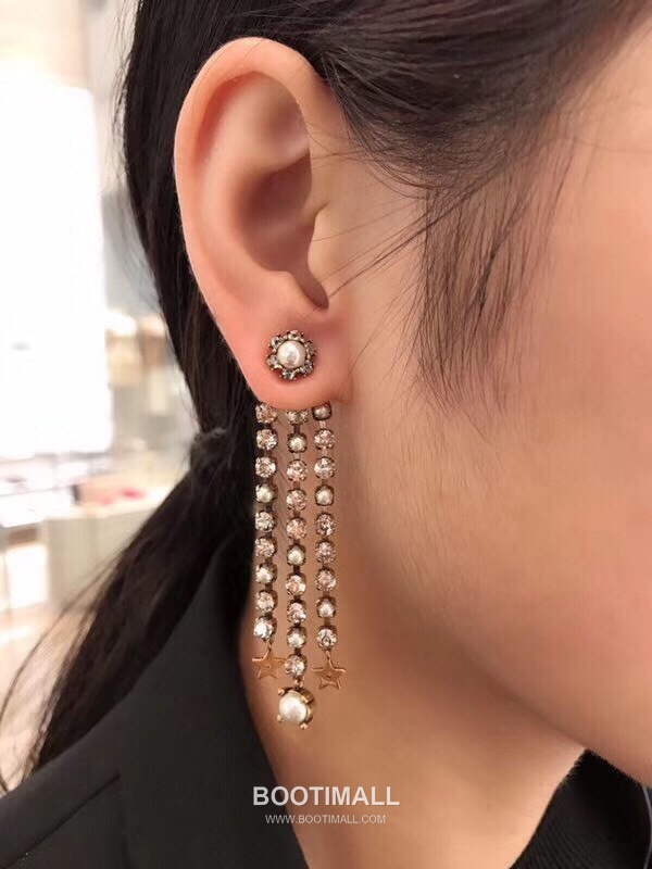 Dior Silver Shadow Swarovski Crystal Mixed Pearl Brass Drop Earring 디올 실버 쉐도우 스와로브스키 크리스탈 믹스 펄 황동 드롭 이어링 9