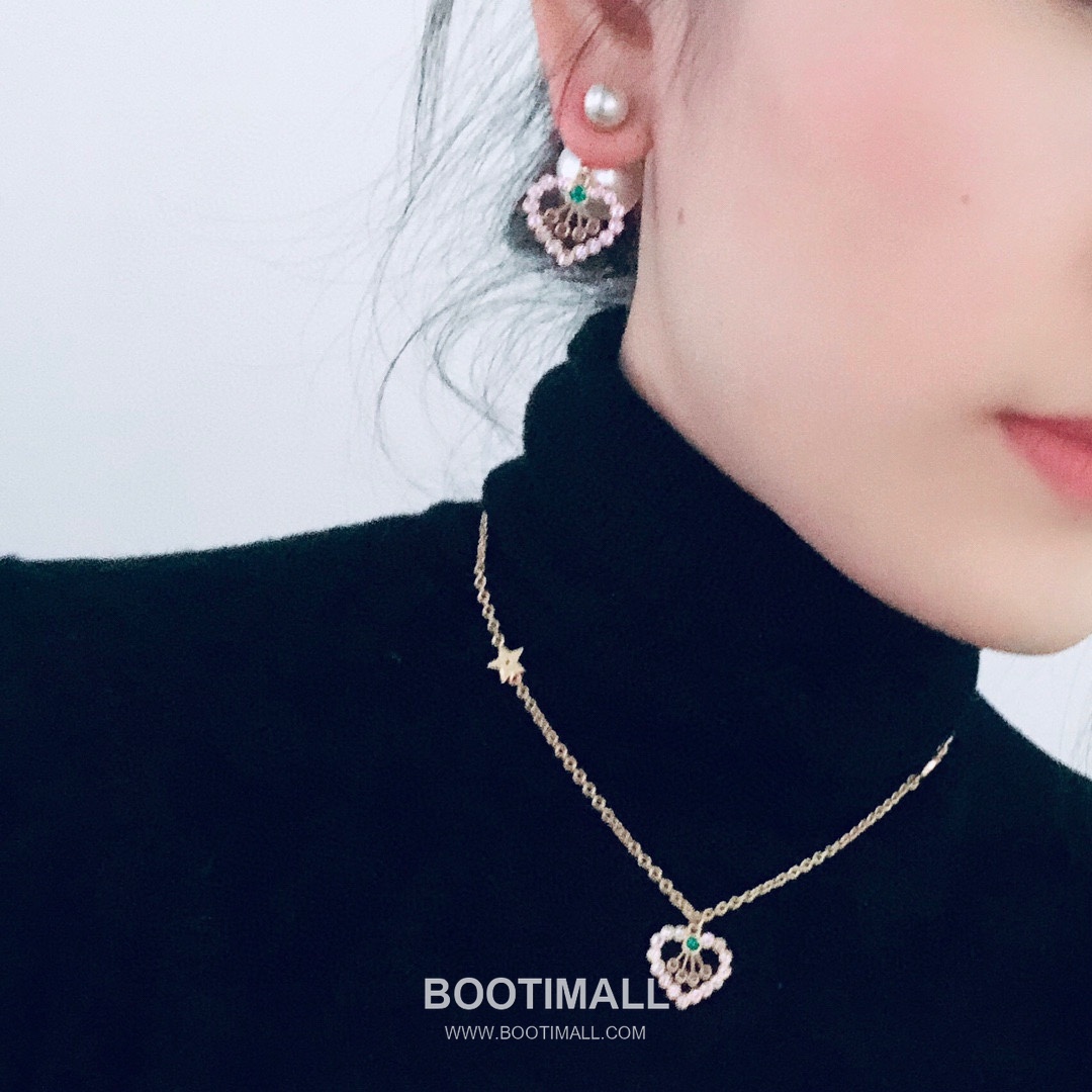 Dior Heart Multicolor Swarovski Crystal Brass Pendant Necklace 디올 하트 멀티컬러 스와로브스키 크리스탈 황동 펜던트 네클리스 3