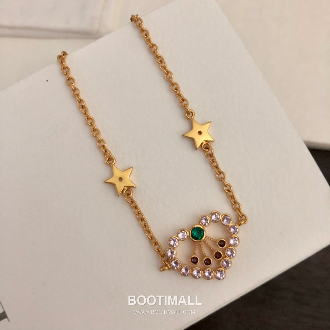 Dior Heart Multicolor Swarovski Crystal Brass Chain Bracelet 디올 하트 멀티컬러 스와로브스키 크리스탈 황동 체인 브레이슬릿 17cm 8