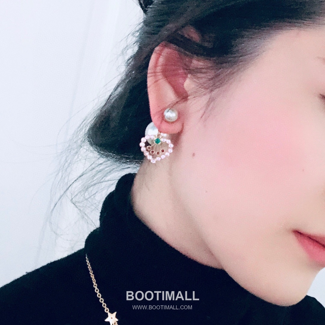 Dior Heart Multicolor Swarovski Crystal Pearl Brass Stud Earring 디올 하트 멀티컬러 스와로브스키 크리스탈 펄 황동 스터드 이어링 3