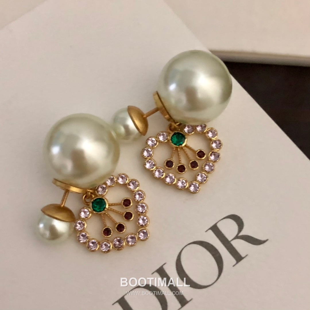 Dior Heart Multicolor Swarovski Crystal Pearl Brass Stud Earring 디올 하트 멀티컬러 스와로브스키 크리스탈 펄 황동 스터드 이어링 5