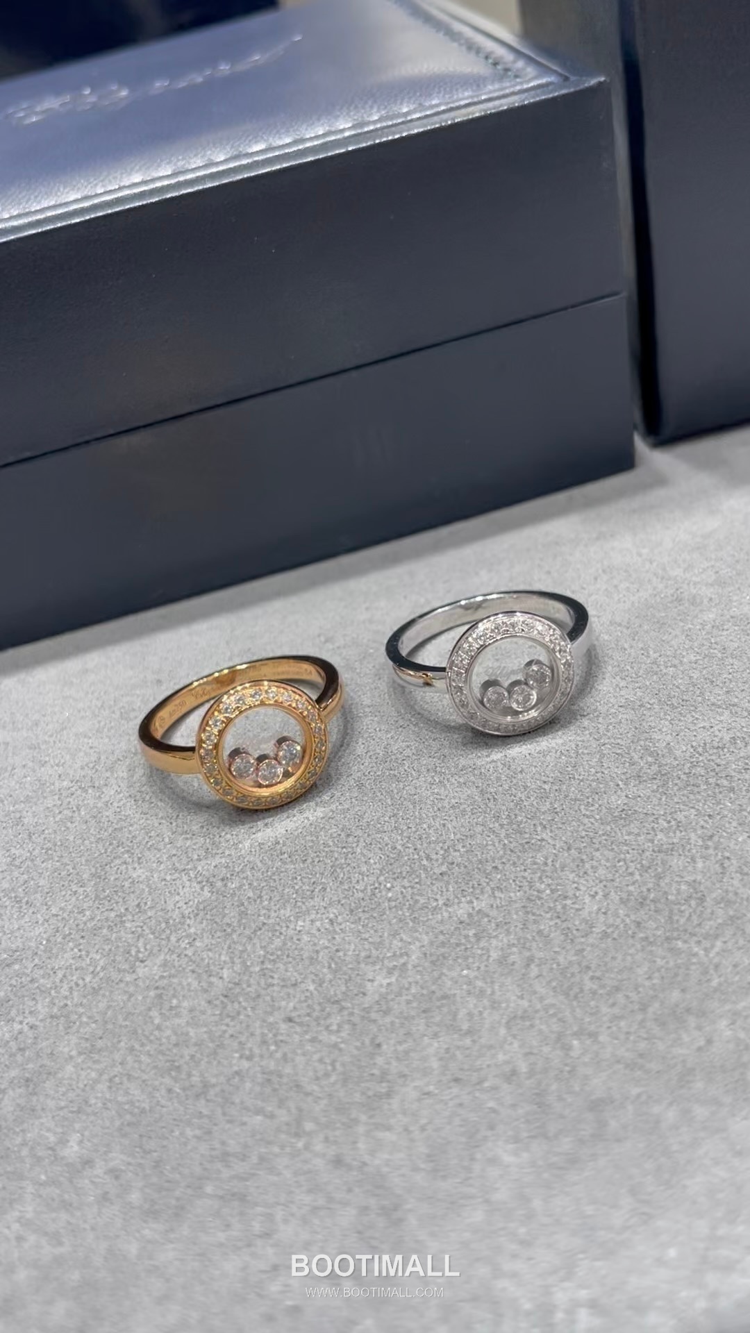 Chopard Round Pavé Brass Crystal Diamond Edge Ring with Polished Band 쇼파드 라운드 파베 황동 크리스탈 다이아 엣지 링 폴리싱 밴드 7호 1