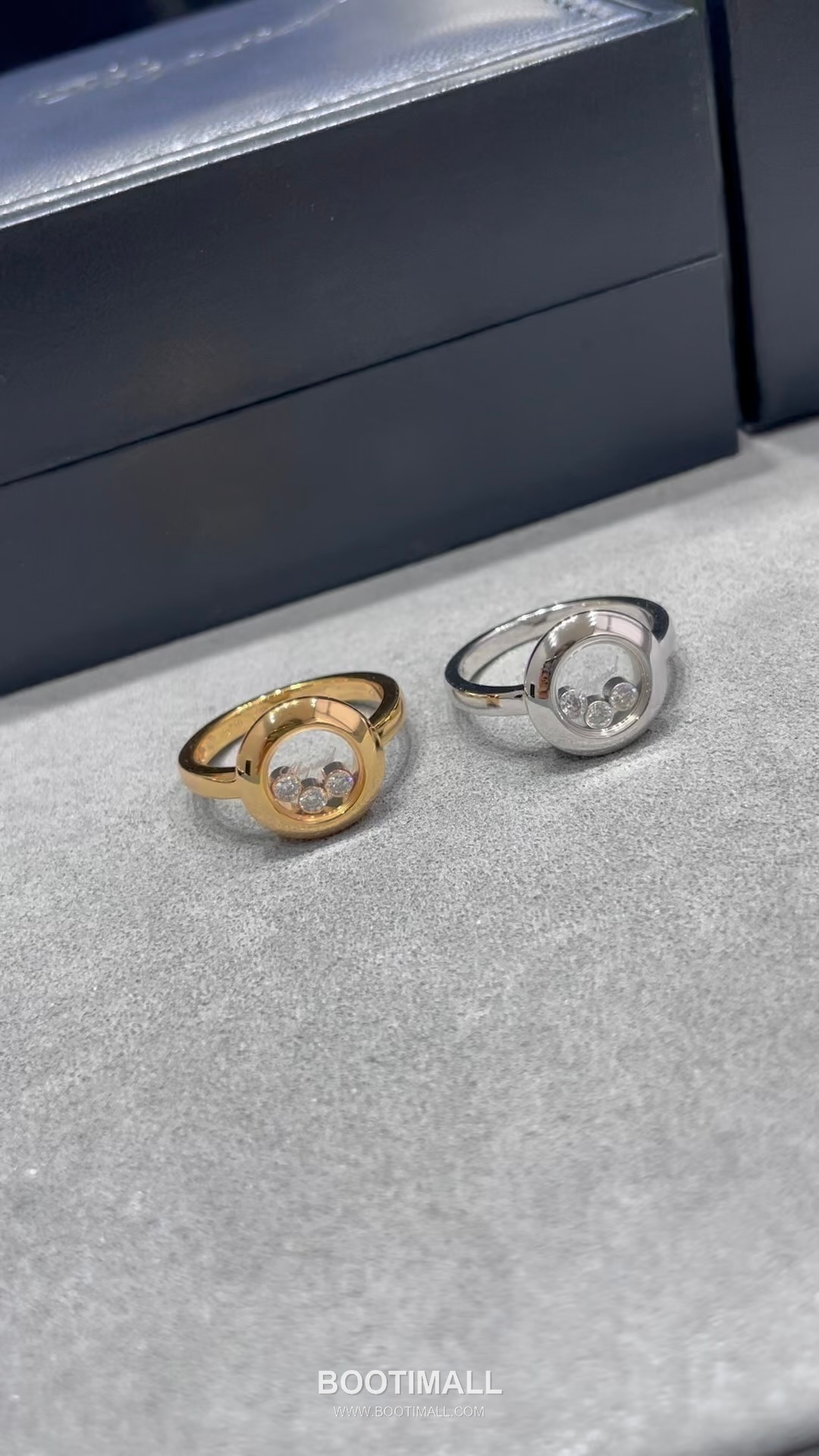 Chopard Three Stone Brass Crystal Diamond Ring with Triple Setting 쇼파드 쓰리 스톤 황동 크리스탈 다이아 링 트리플 세팅 7호 1