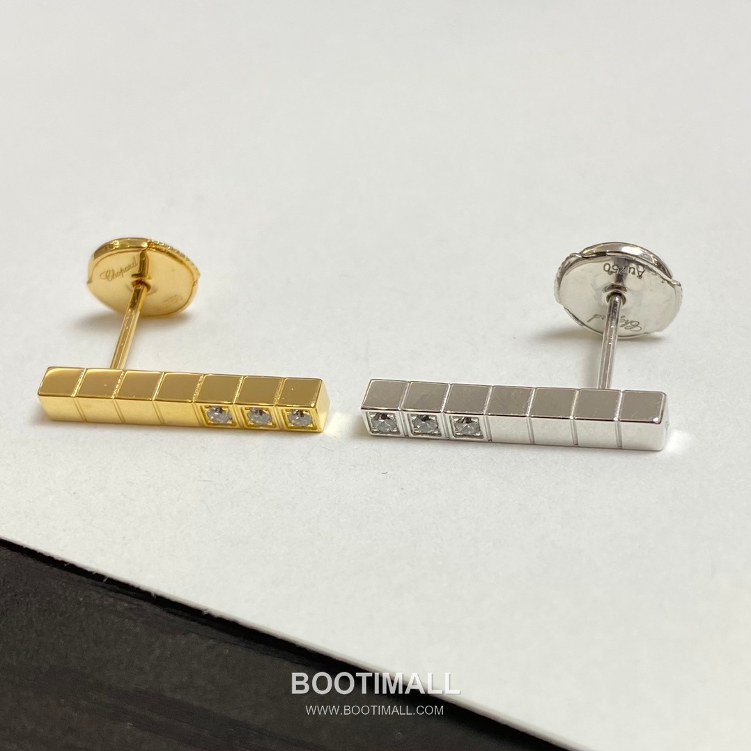 Chopard Ice Cube Brass Crystal Micro Pavé Earring with Geometric Block Design 쇼파드 아이스 큐브 황동 크리스탈 마이크로 파베 이어링 지오메트릭 블록 디자인 2cm 14